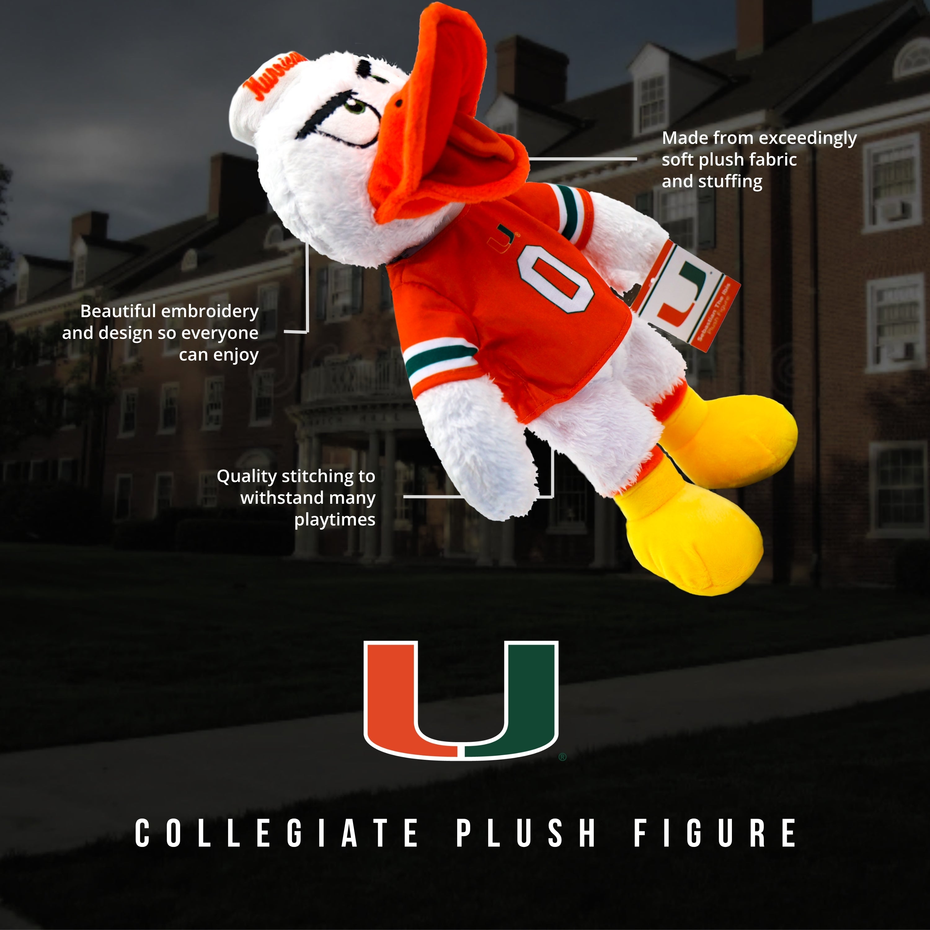 University of Miami Sebastian The Ibis 14 Inch Plush Figure