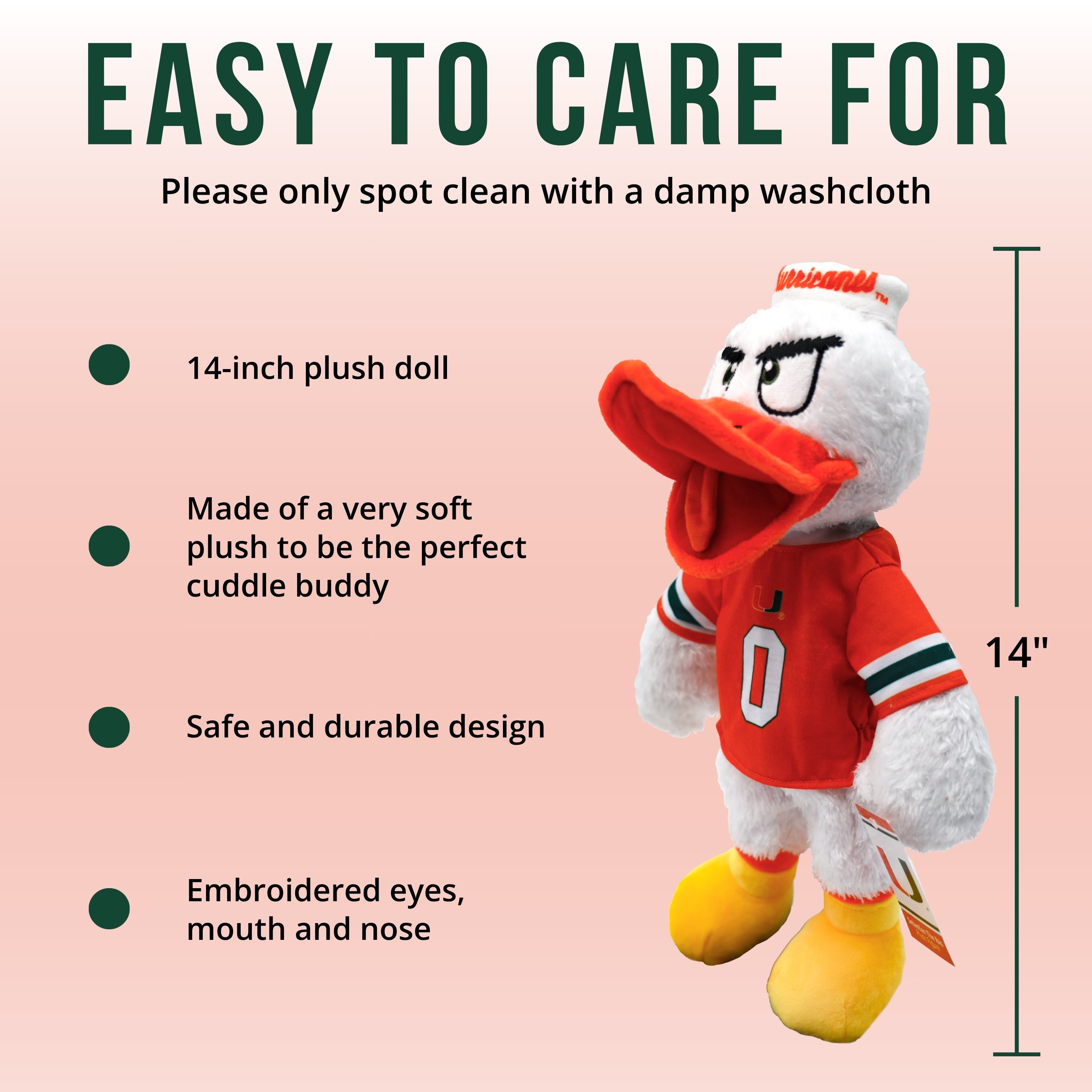 University of Miami Sebastian The Ibis 14 Inch Plush Figure