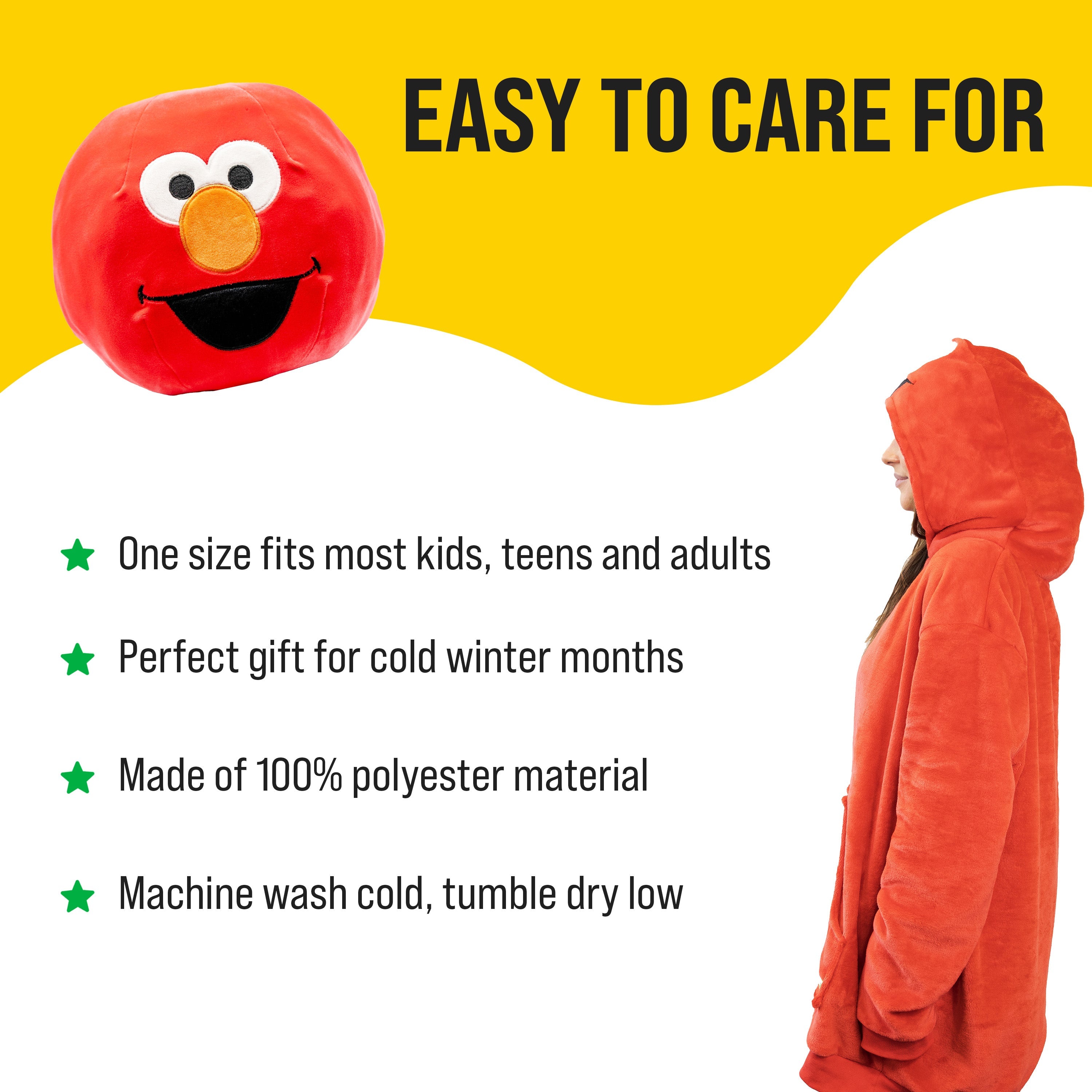 Sesame Street Elmo Adult Snugible | Blanket Hoodie & Pillow