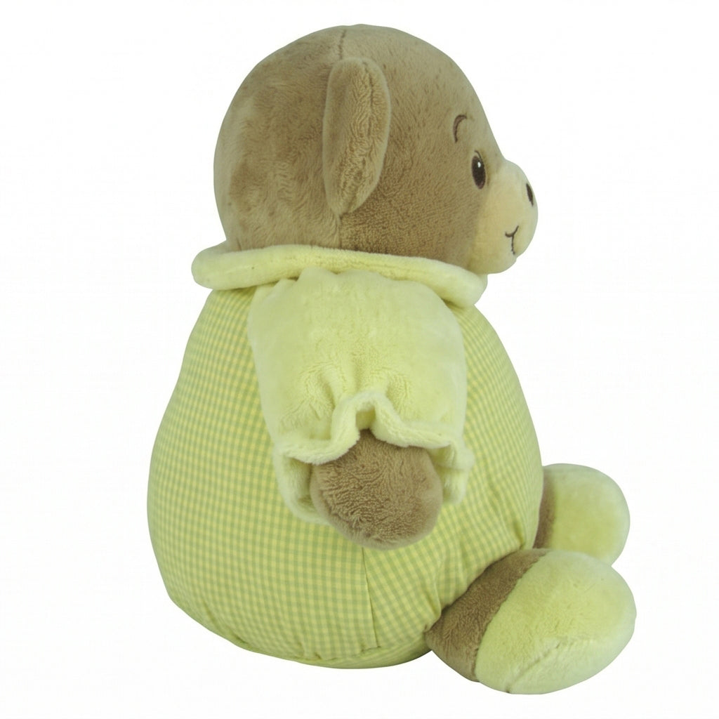 "Fanny" the 8in Baby Bow Rattle Plush Teddy Bear in Yellow by Russ Berrie
