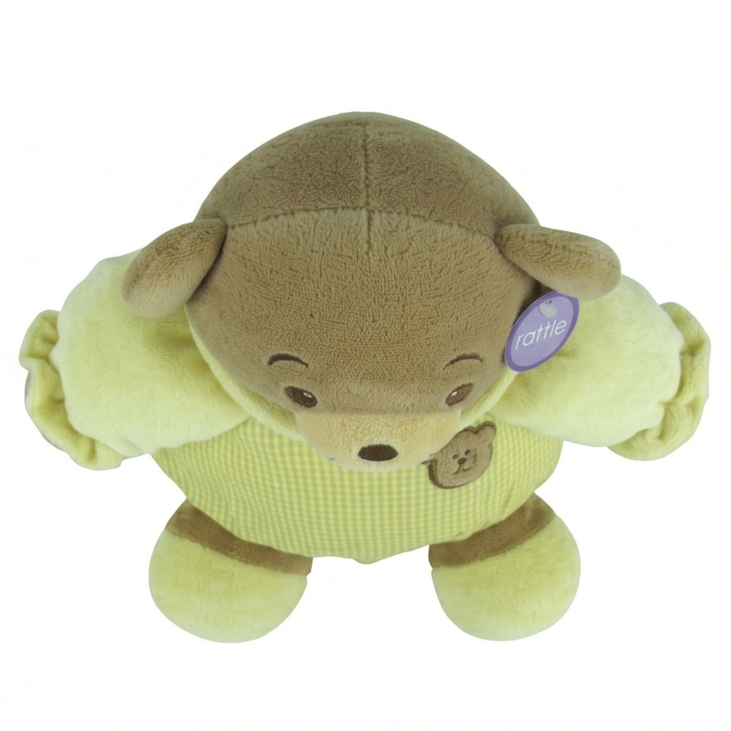 "Fanny" the 8in Baby Bow Rattle Plush Teddy Bear in Yellow by Russ Berrie