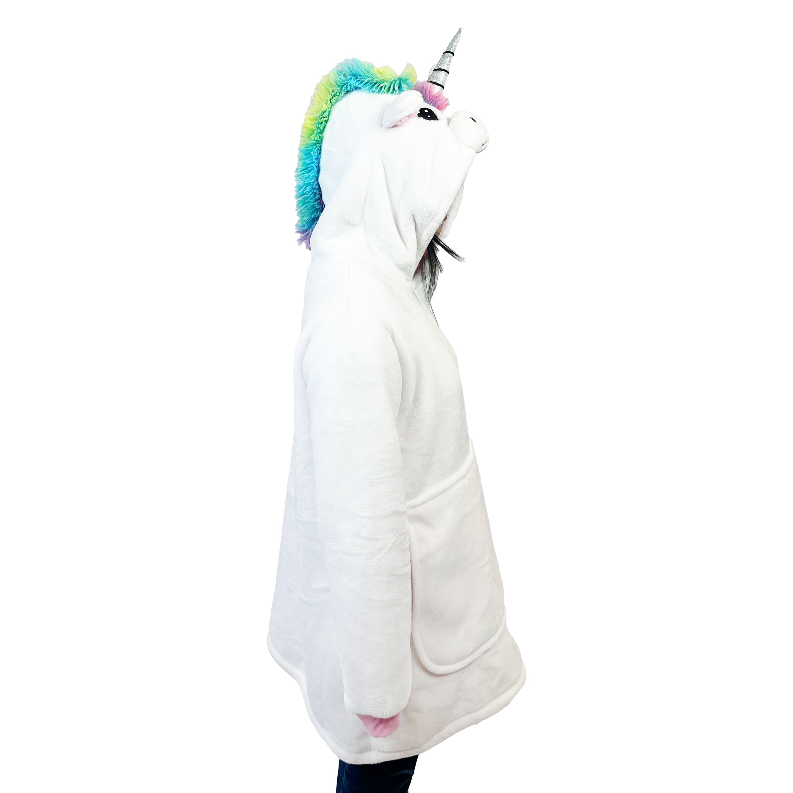 Plushible Unicorn Blanket Hoodie, Oversized Wearable Blanket for Kids and Adults, Soft Fleece Hooded Blanket