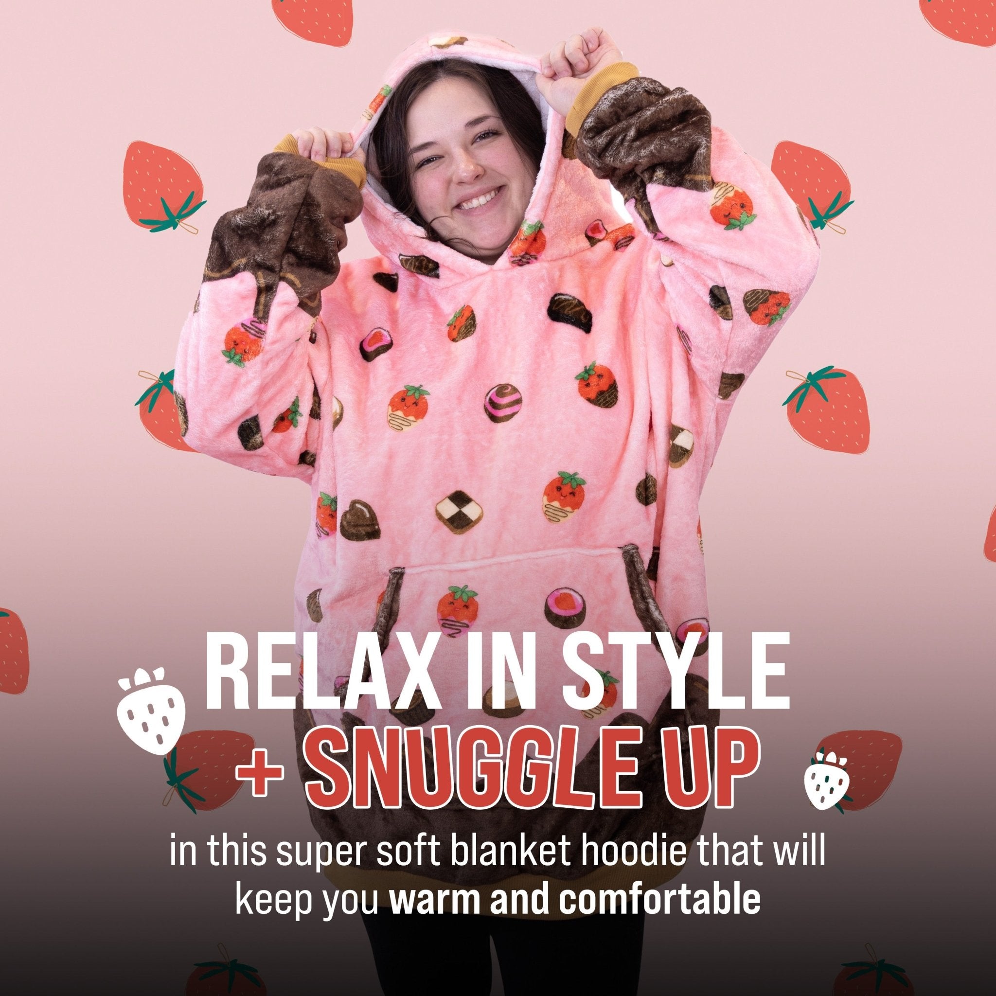 Plushible.comSnugiblesChocolate Strawberry Snugible | Blanket Hoodie & Pillow