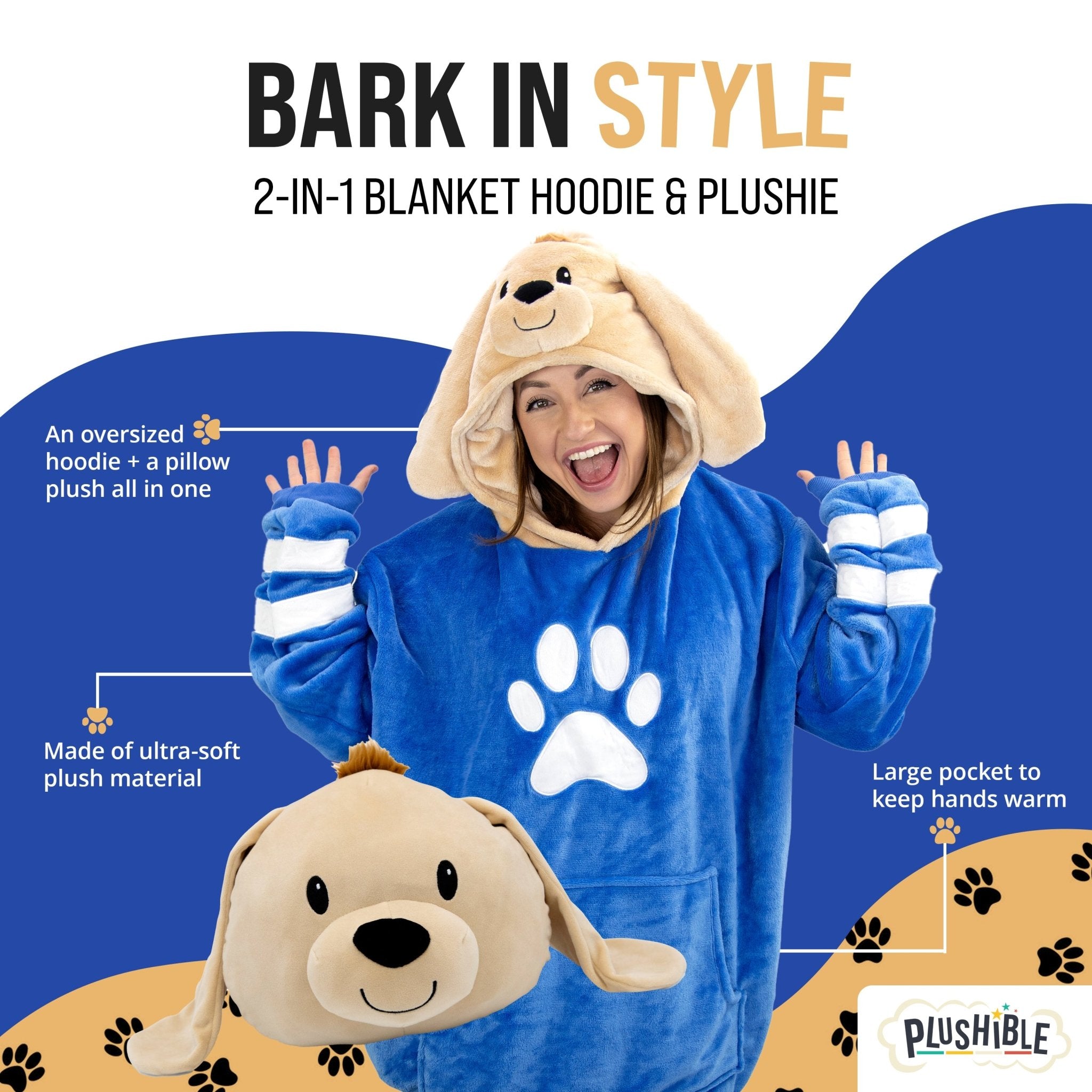 Plushible.comSnugiblesDougie Dog Adult Snugible | Blanket Hoodie & Pillow