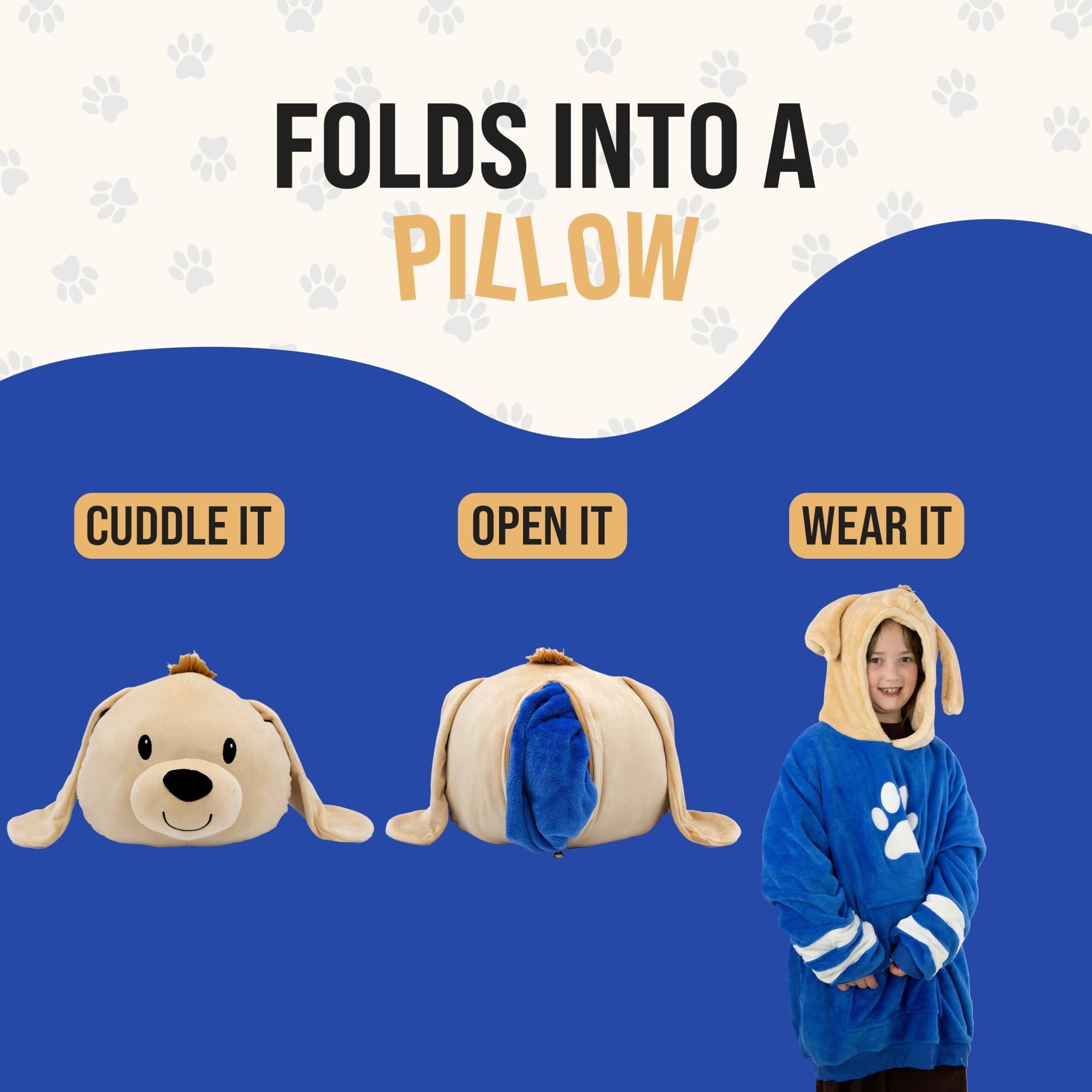 Plushible.comSnugiblesDougie Dog Kids Snugible | Blanket Hoodie & Pillow