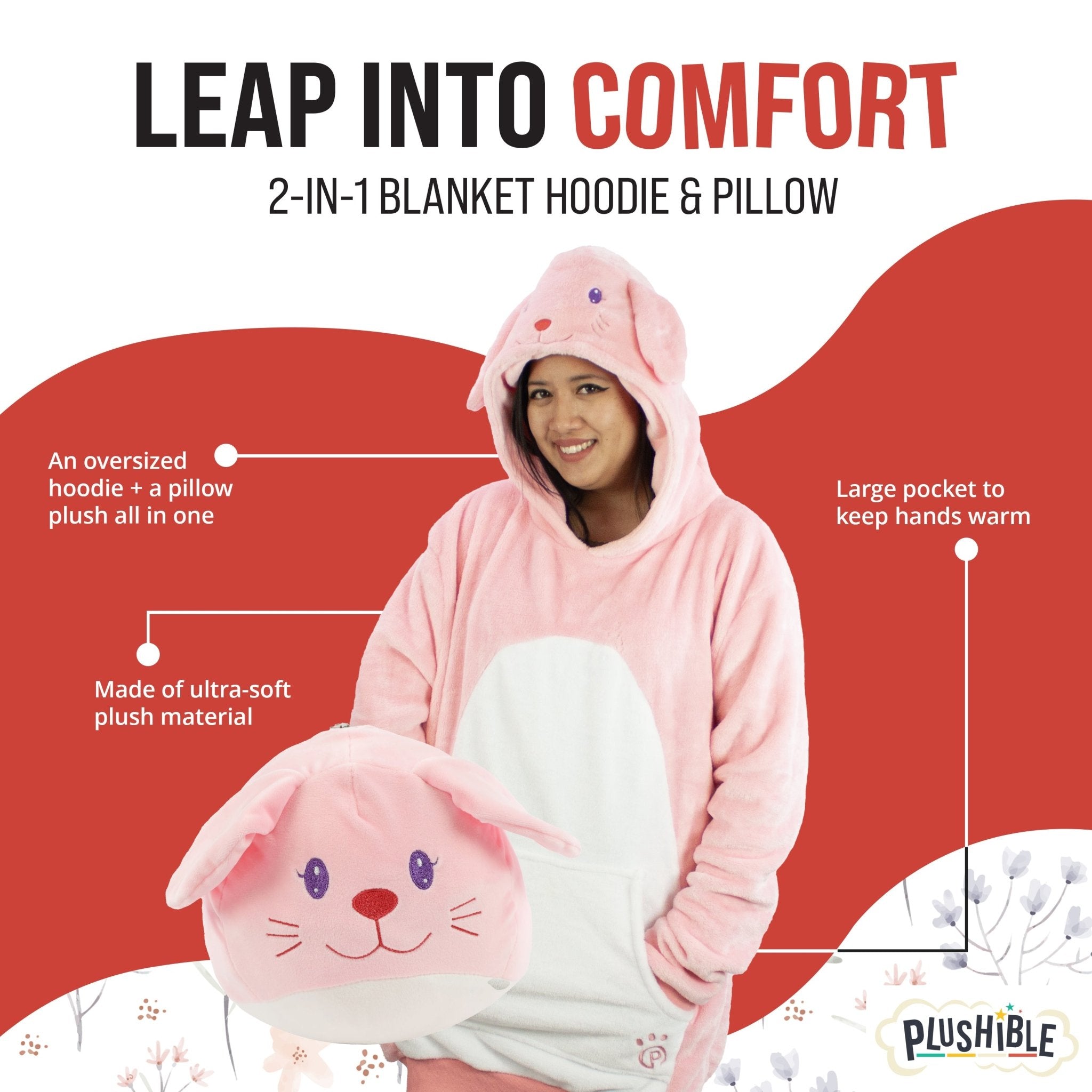 Plushible.comSnugiblesMochi Bunny Adult Snugible | Blanket Hoodie & Pillow