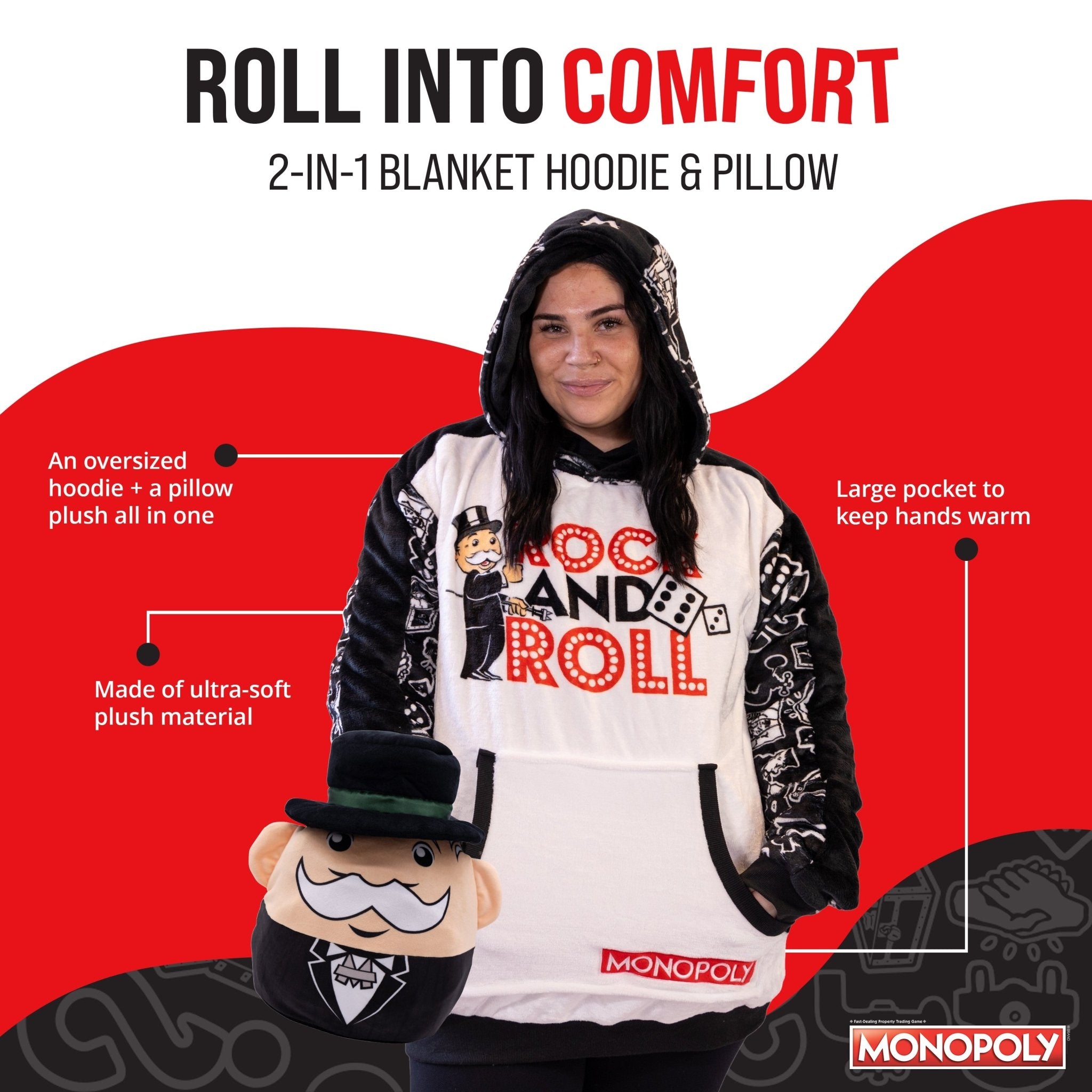 Plushible.comSnugiblesMonopoly Rock & Roll Snugible | Blanket Hoodie & Pillow