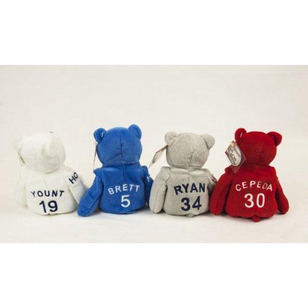 Plushible.comStuffed AnimalsMr. Octobears Baseball Hall of Fame Class of 99 Bean Bear Set Robin Yount, George Brett, Nolan Ryan, Orlando Cepeda