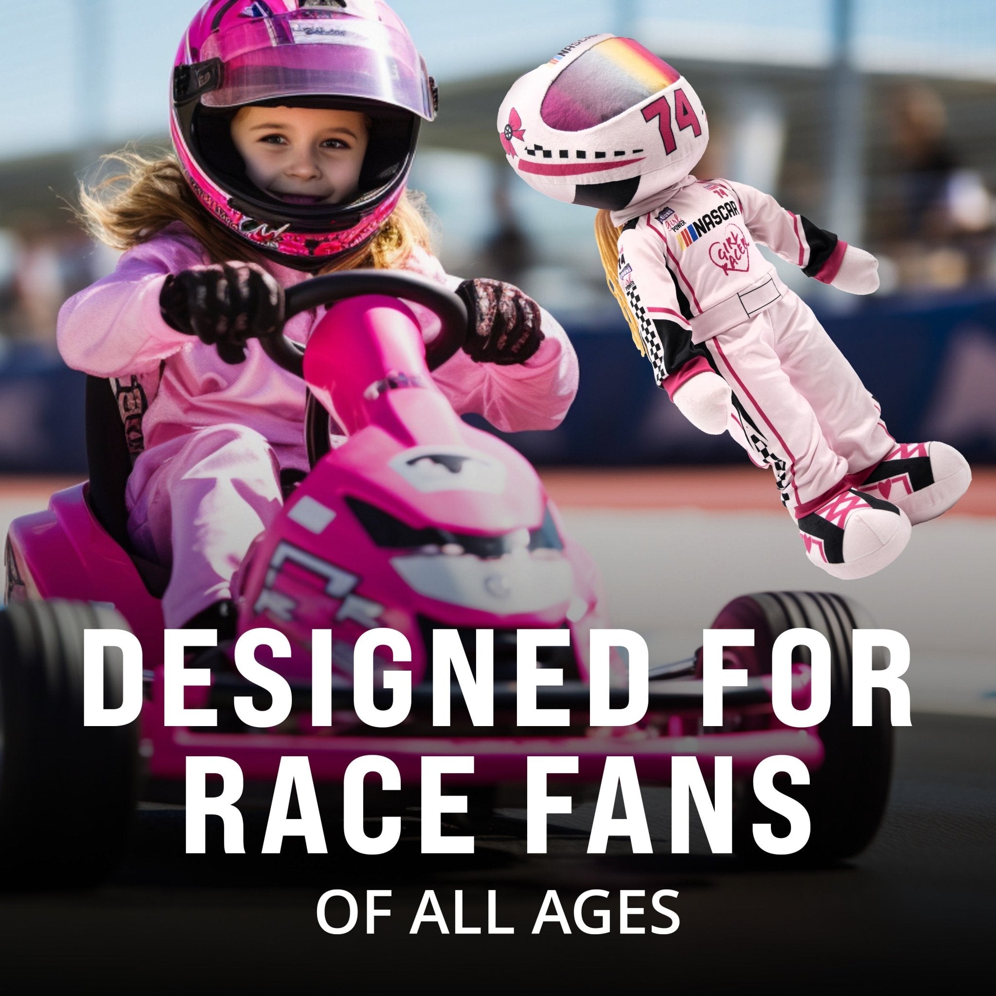 Plushible.com14 Inch Rag DollsNASCAR | 14 Inch Sophie Speedster Driver Plush Figure (Pink)