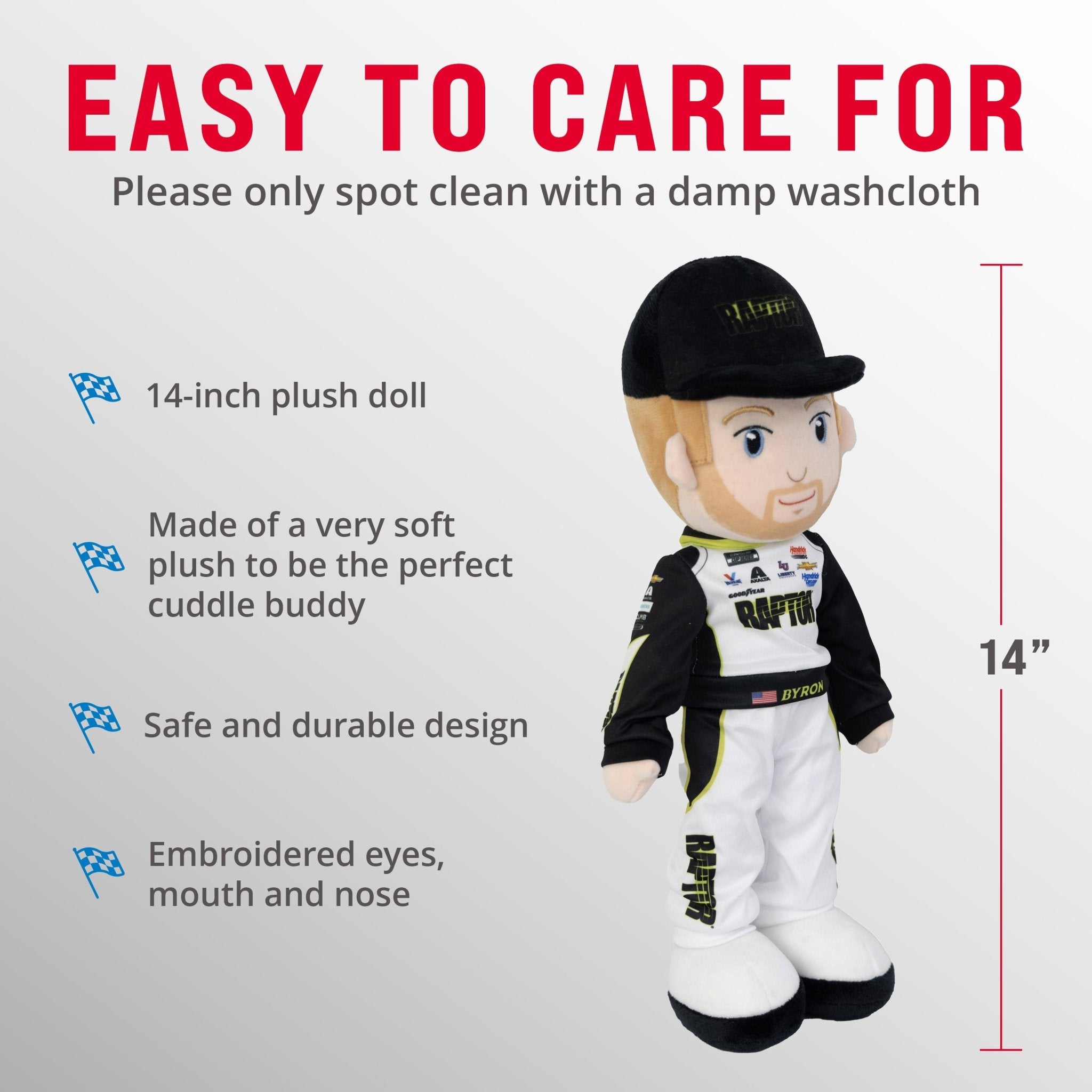 Plushible.com14 Inch Rag DollsNASCAR | Hendrick Motorsports William Byron Plush Figure