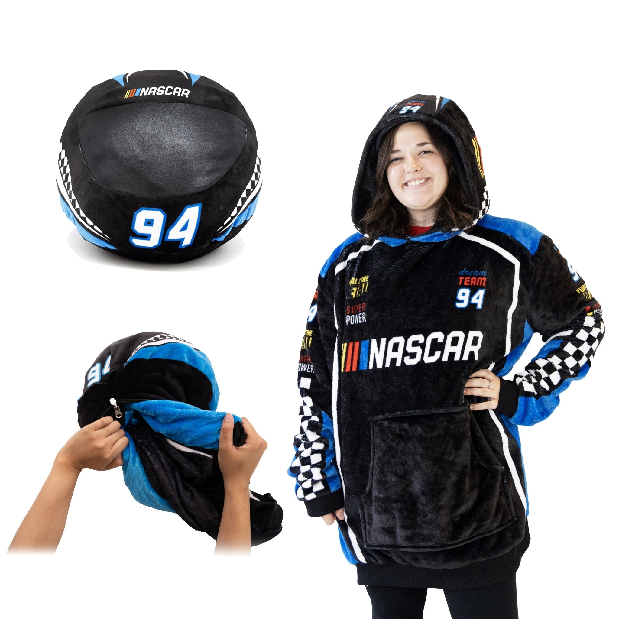 Plushible.comSnugiblesNASCAR Racing Suit Snugible (Black) | Blanket Hoodie & Pillow