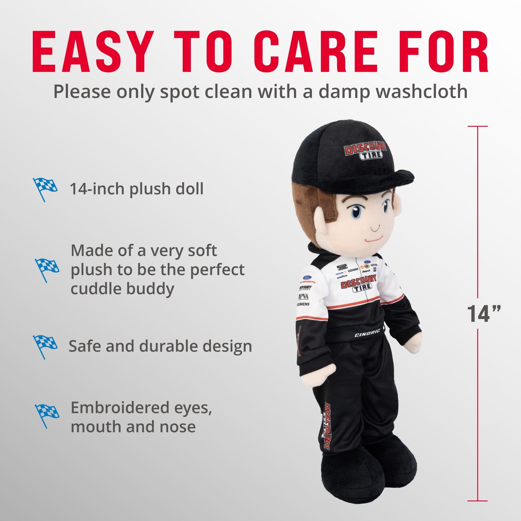 Plushible.com14 Inch Rag DollsNASCAR | Team Penske Austin Cindric Plush Figure