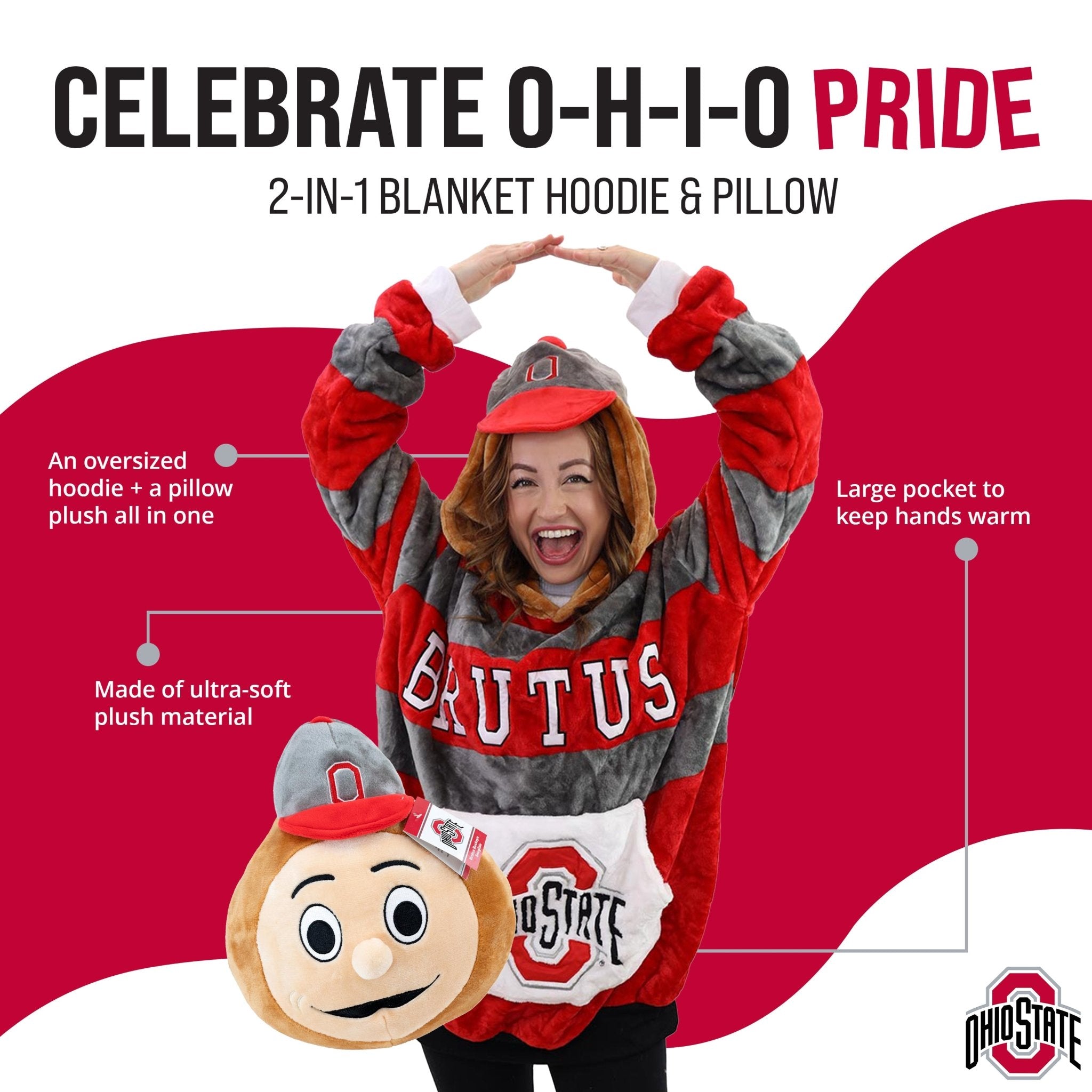 Plushible.comSnugiblesOhio State University Snugible | Blanket Hoodie & Pillow