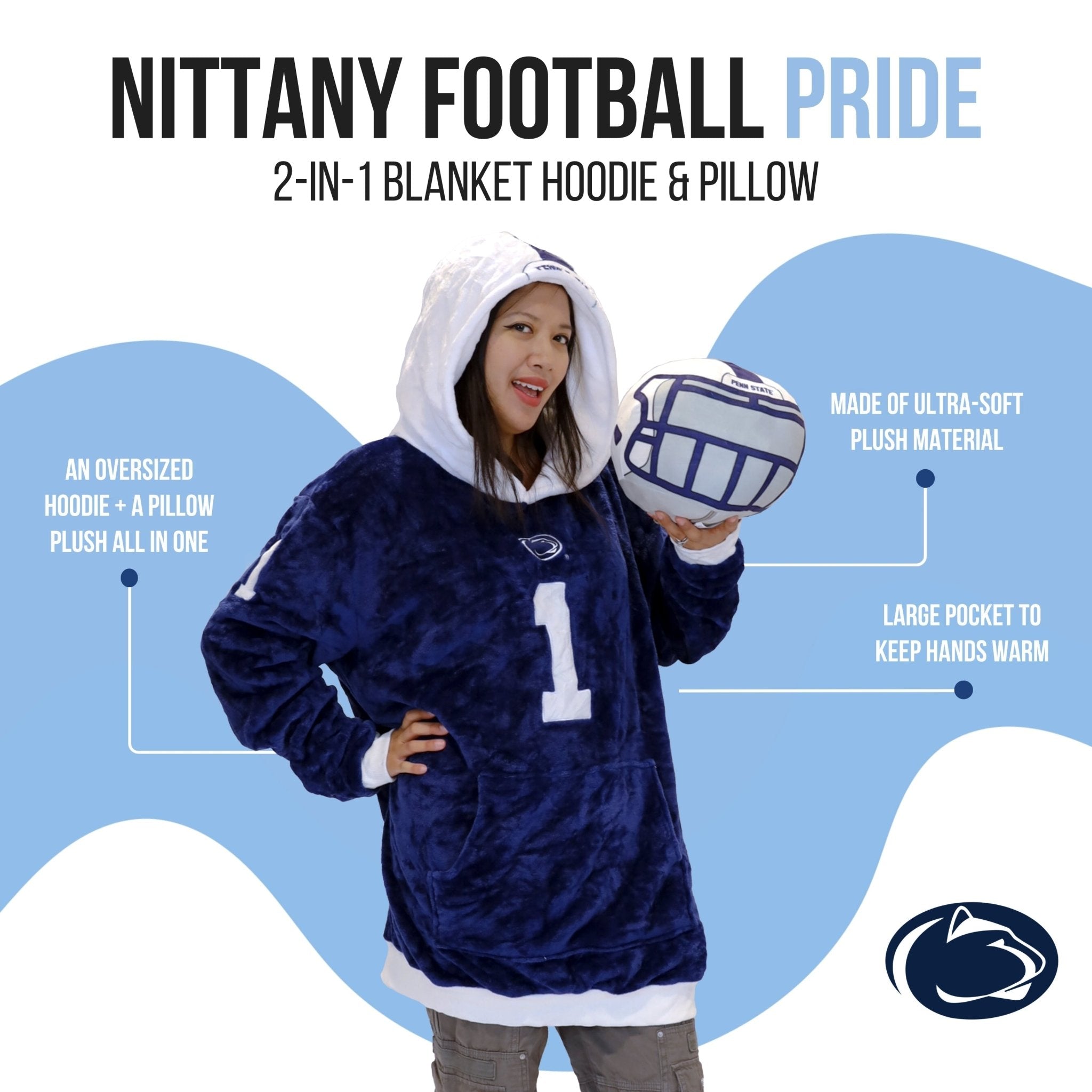 Plushible.comSnugiblesPenn State University Helmet Snugible 2 - in - 1 Blanket Hoodie & Pillow