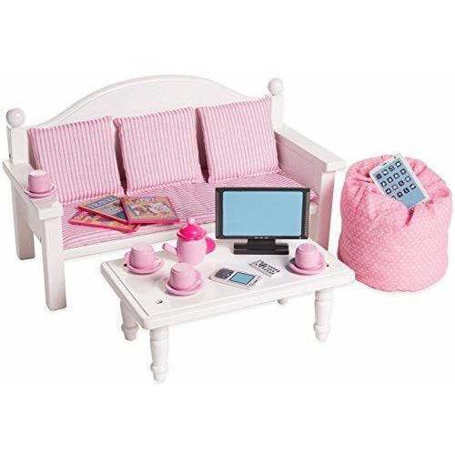 Plushible.comDolls, Playsets & Toy FiguresPlaytime by Eimmie 18 Inch Doll Furniture - Sofa & Coffee Table w/ Doll Accessories