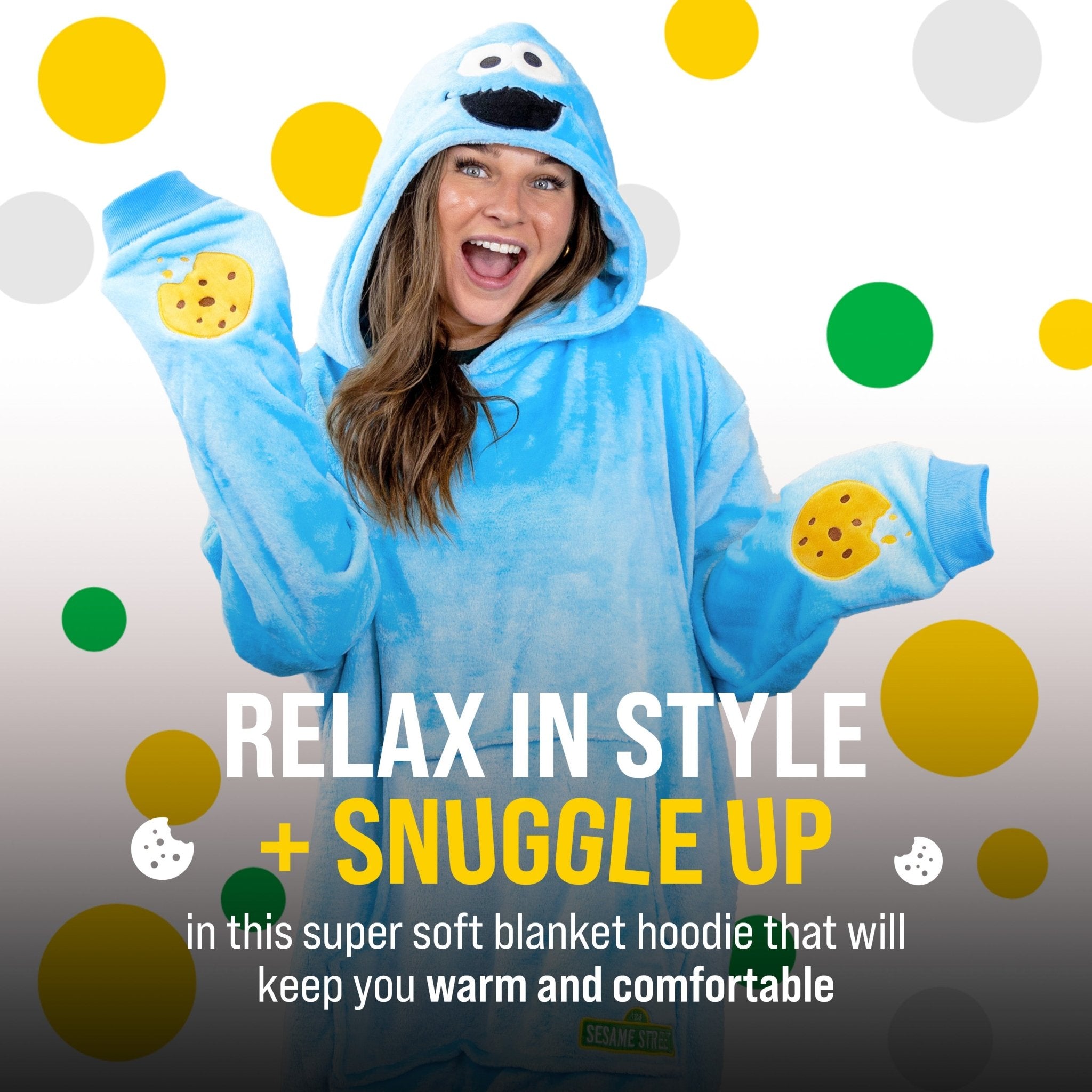 Plushible.comSnugiblesSesame Street Cookie Monster Adult Snugible | Blanket Hoodie & Pillow