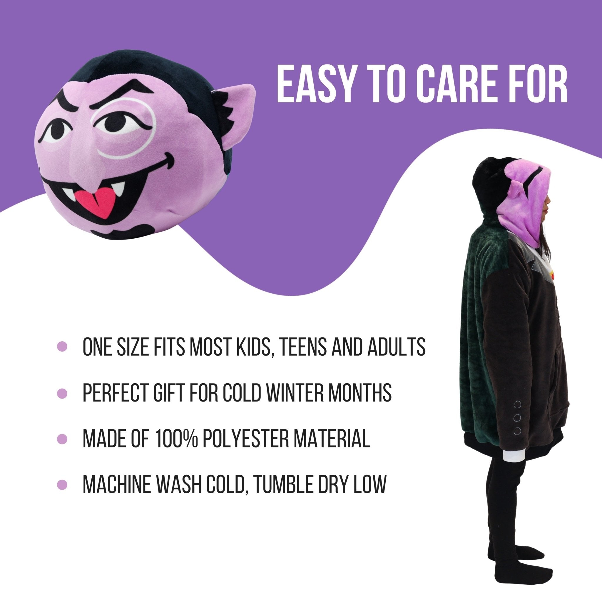 Plushible.comSnugiblesSesame Street | Count Von Count Adult Snugible 2 - in - 1 Blanket Hoodie & Pillow