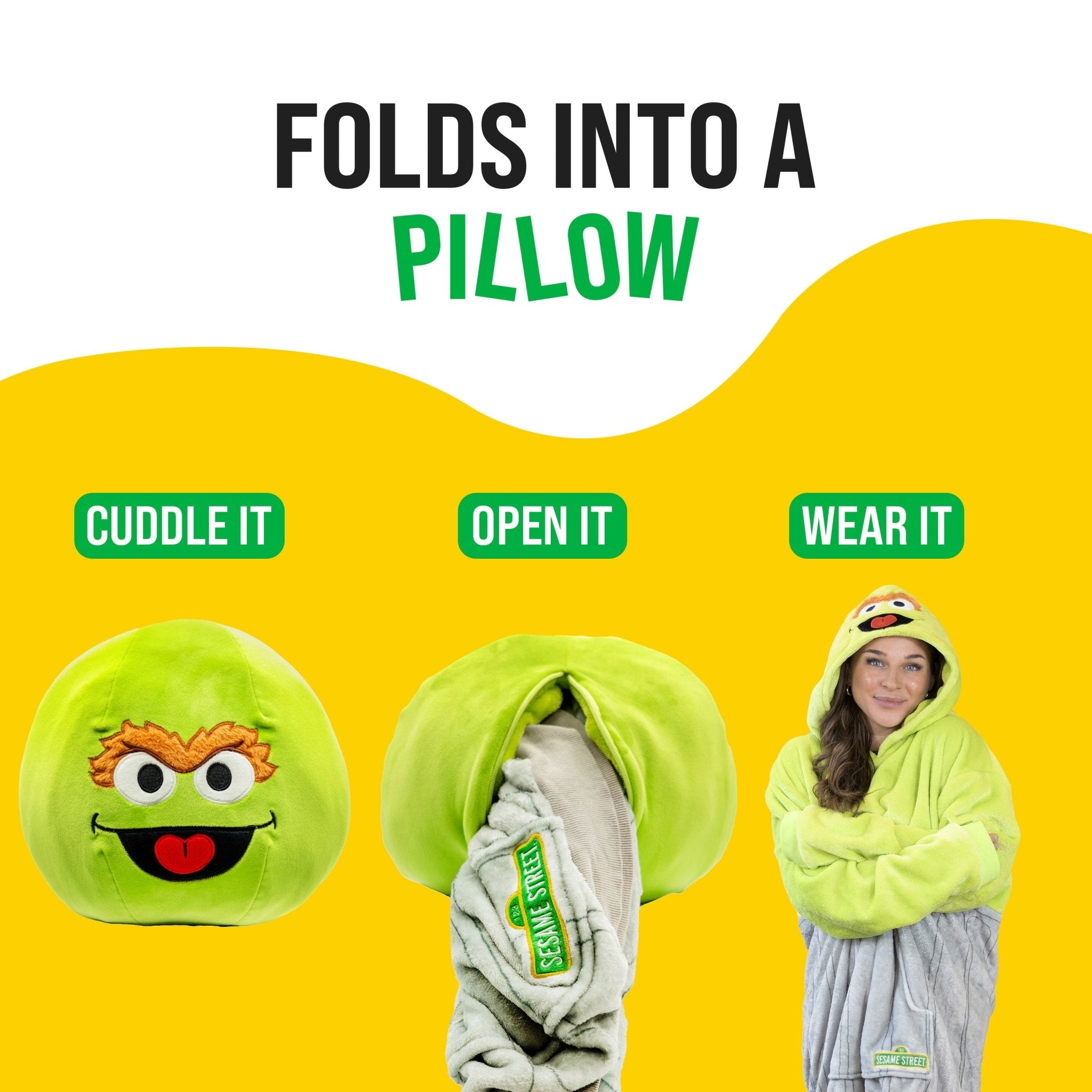 Plushible.comSnugiblesSesame Street Oscar the Grouch Adult Snugible | Blanket Hoodie & Pillow