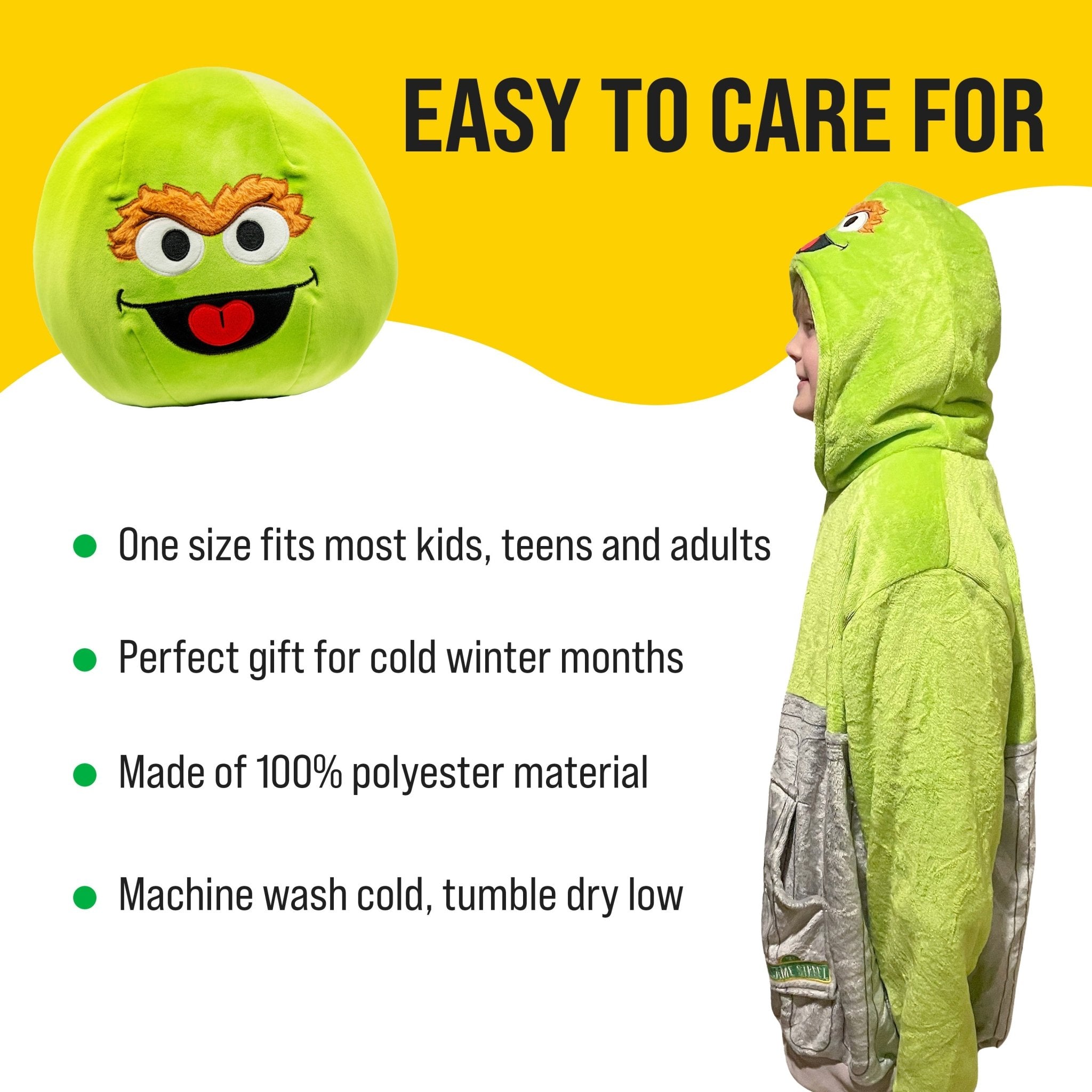 Plushible.comSnugiblesSesame Street Oscar The Grouch Kids Snugible | Blanket Hoodie & Pillow