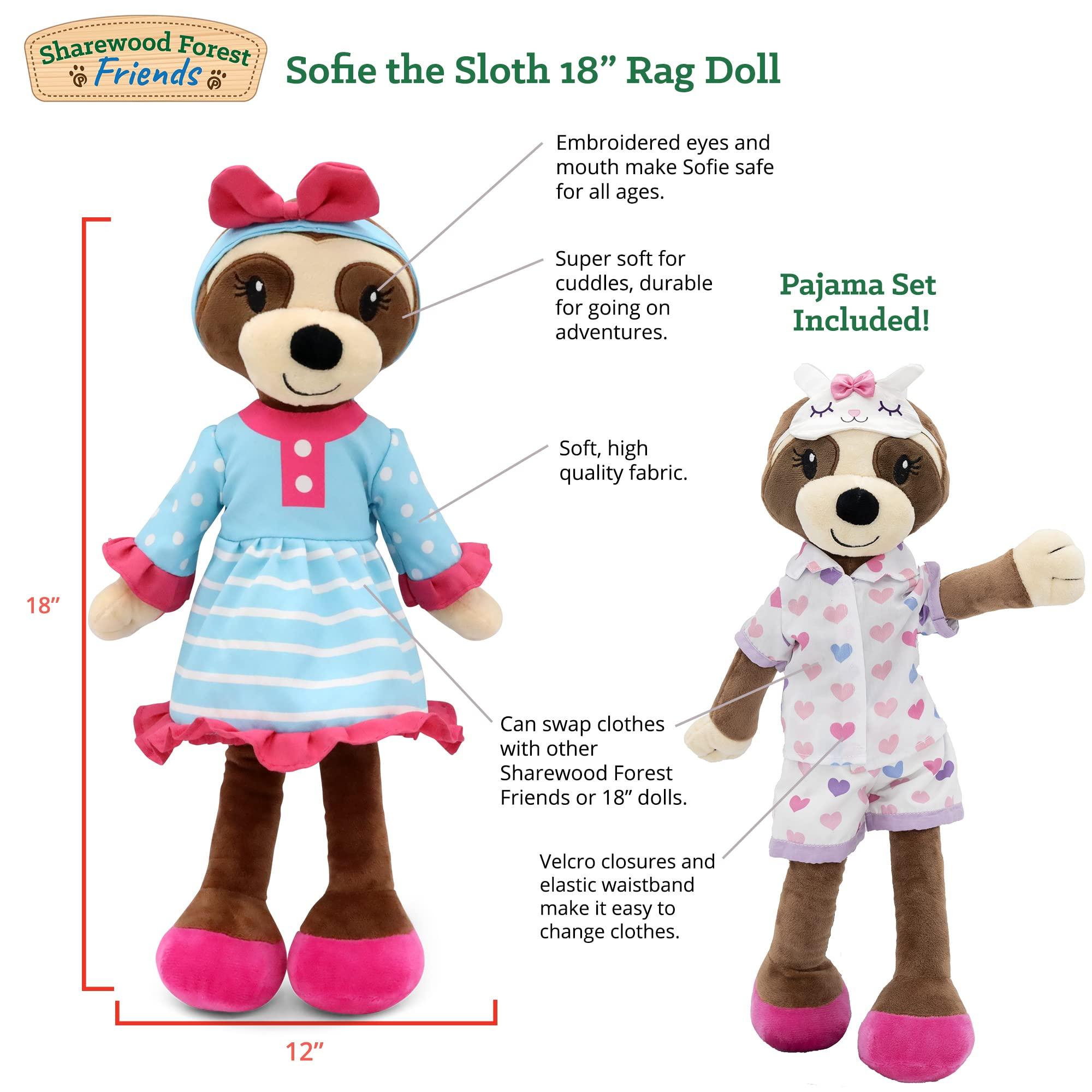 Plushible.com18 Inch Rag DollsSharewood Forest Friends 18 Inch Rag Doll Sofie the Sloth
