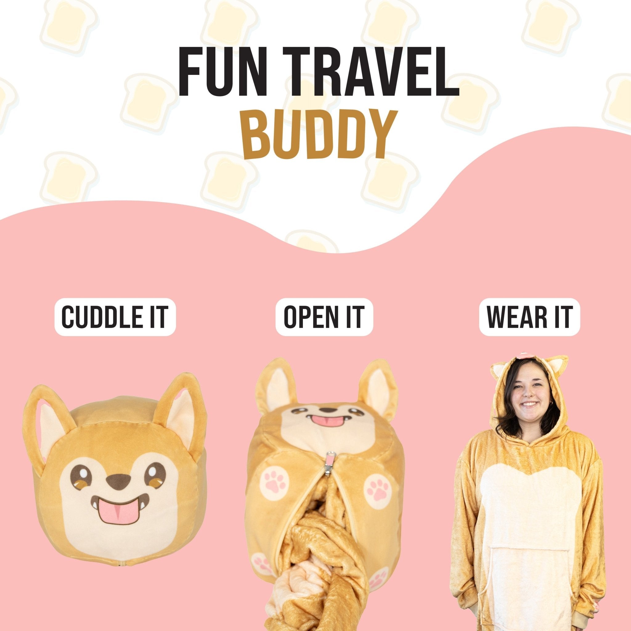 Plushible.comSnugiblesToast the Corgi Bread Snugible | Blanket Hoodie & Pillow