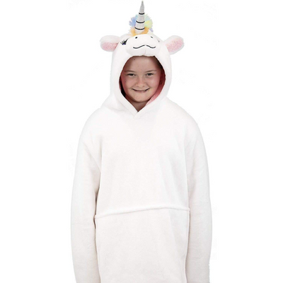 Plushible Unicorn Blanket Hoodie, Oversized Wearable Blanket for Kids and Adults, Soft Fleece Hooded Blanket