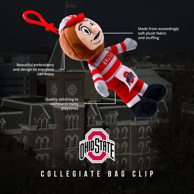 Ohio State Buckeyes Brutus Bag Clip — Plush Brutus Buckeye Keychain