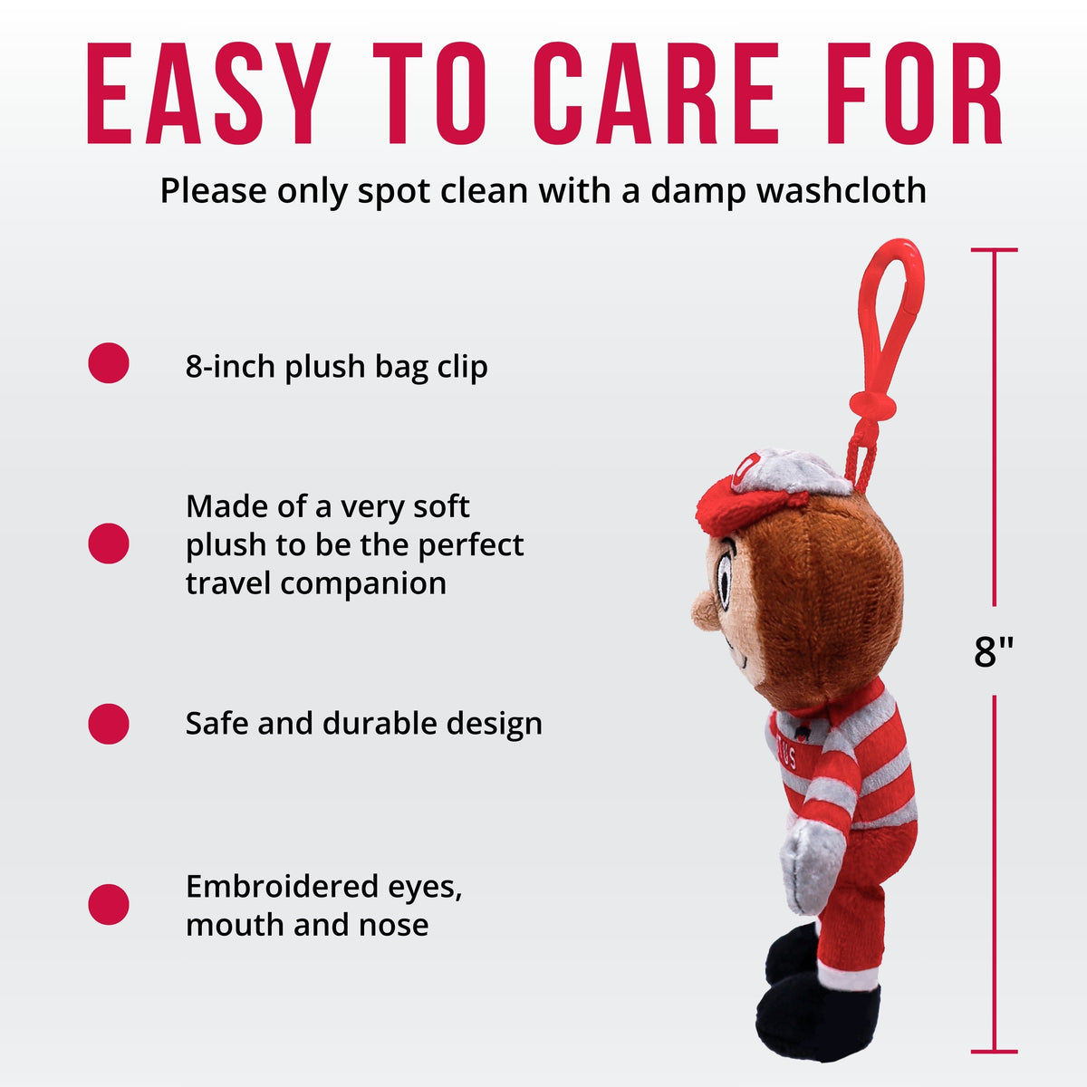 Ohio State Buckeyes Brutus Bag Clip — Plush Brutus Buckeye Keychain