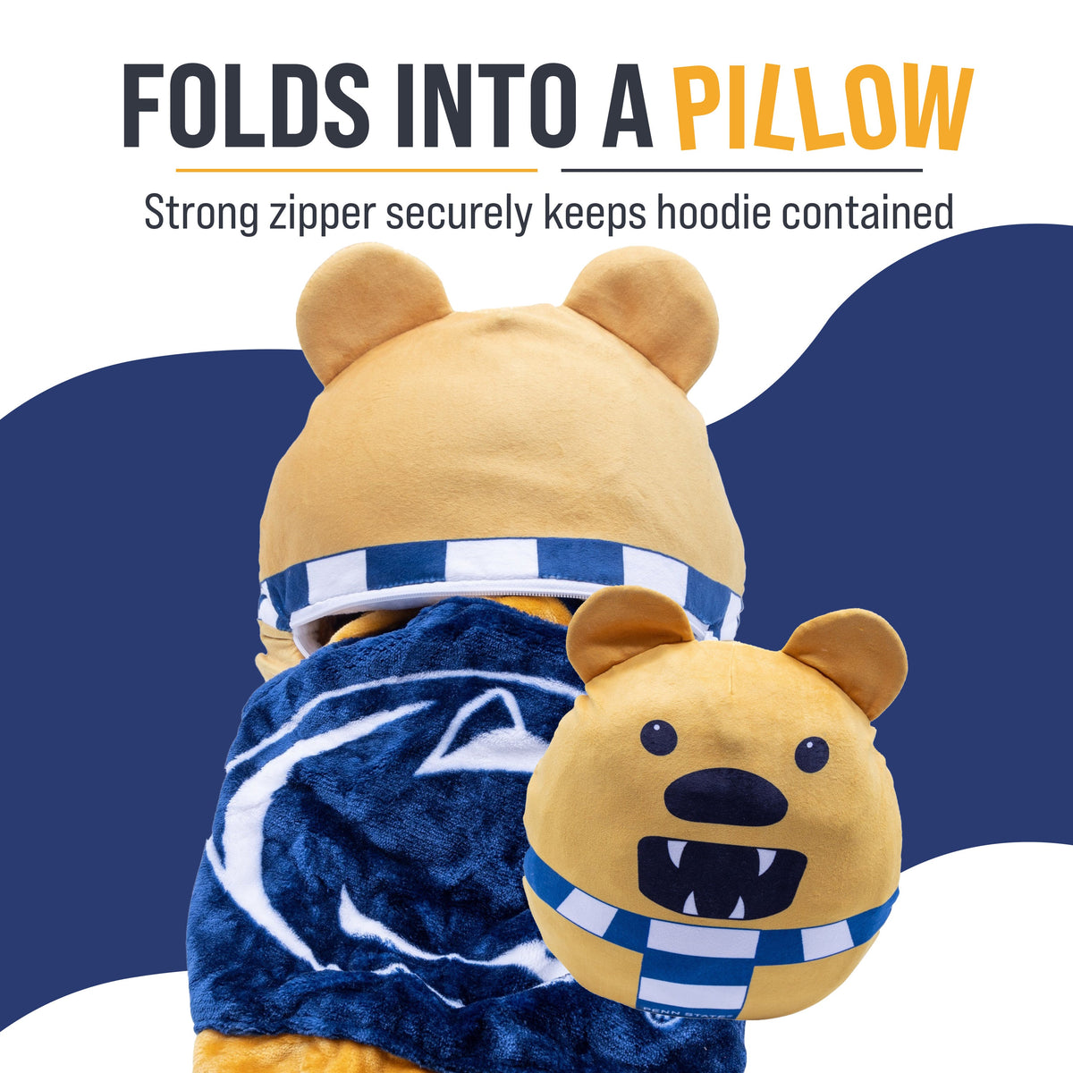 Penn State University Nittany Lion Adult Snugible | Blanket Hoodie & Pillow