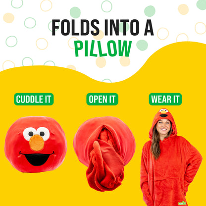 Plushible.comSnugiblesSesame Street Elmo Adult Snugible | Blanket Hoodie & Pillow