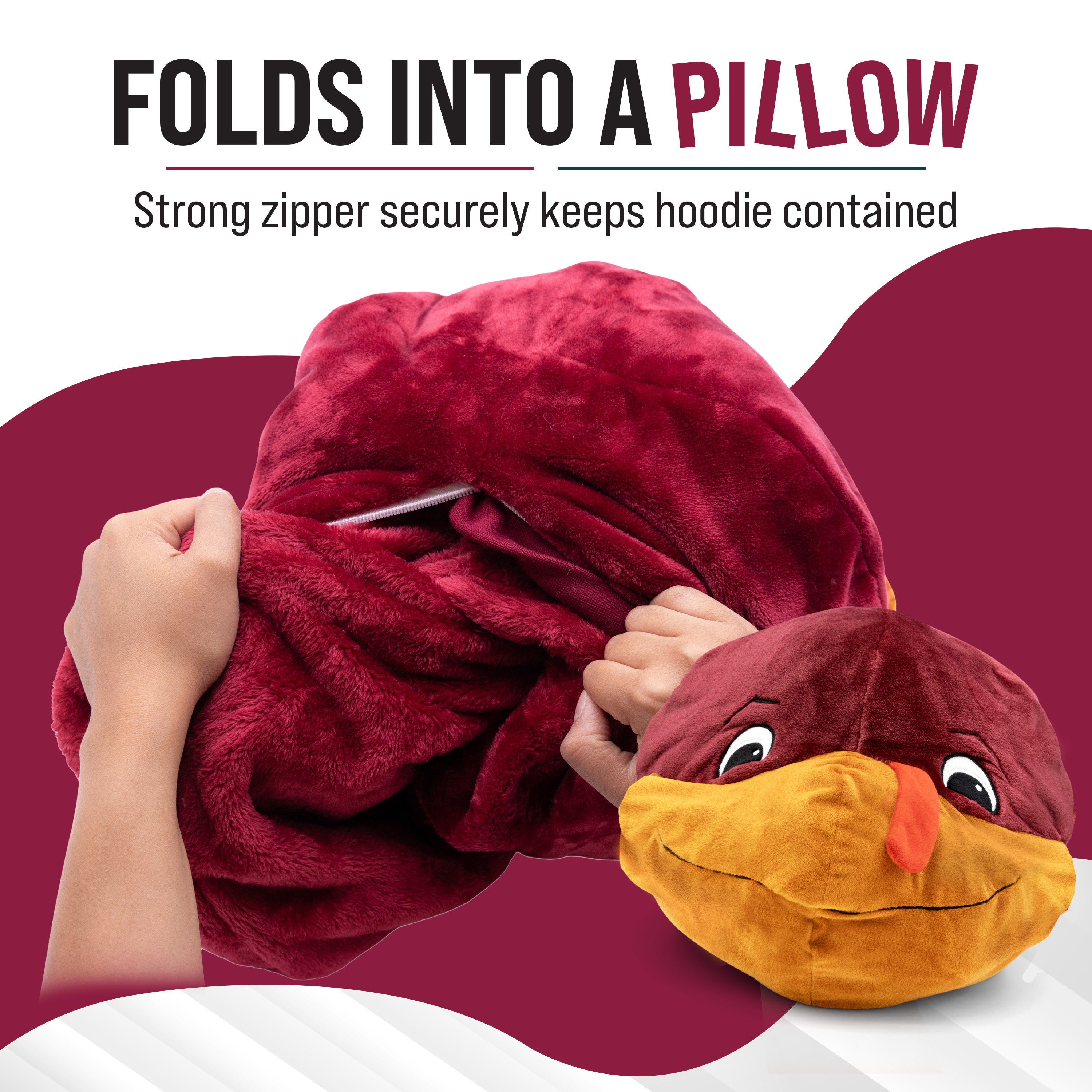 Virginia Tech University Hokie Snugible | Blanket Hoodie & Pillow