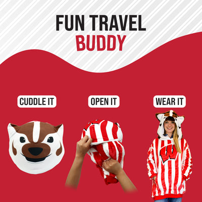 University of Wisconsin Bucky the Badger Snugible | Blanket Hoodie & Pillow