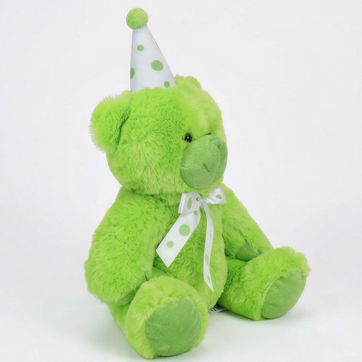 Beverly Hills Teddy Bear Co. Green Birthday Bear w/ Party Hat