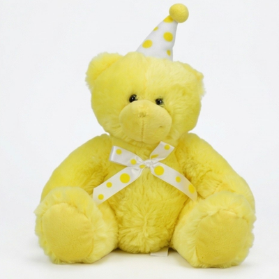 Beverly Hills Teddy Bear Co. Yellow Birthday Bear w/ Party Hat
