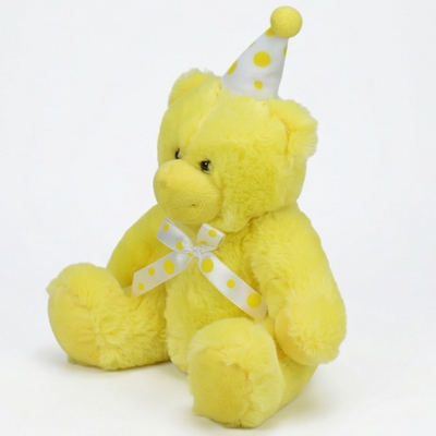 Beverly Hills Teddy Bear Co. Yellow Birthday Bear w/ Party Hat