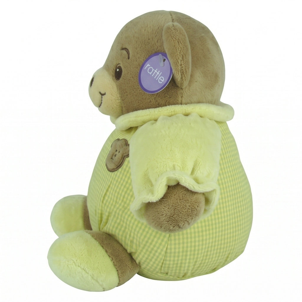 "Fanny" the 8in Baby Bow Rattle Plush Teddy Bear in Yellow by Russ Berrie