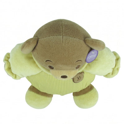 "Fanny" the 8in Baby Bow Rattle Plush Teddy Bear in Yellow by Russ Berrie