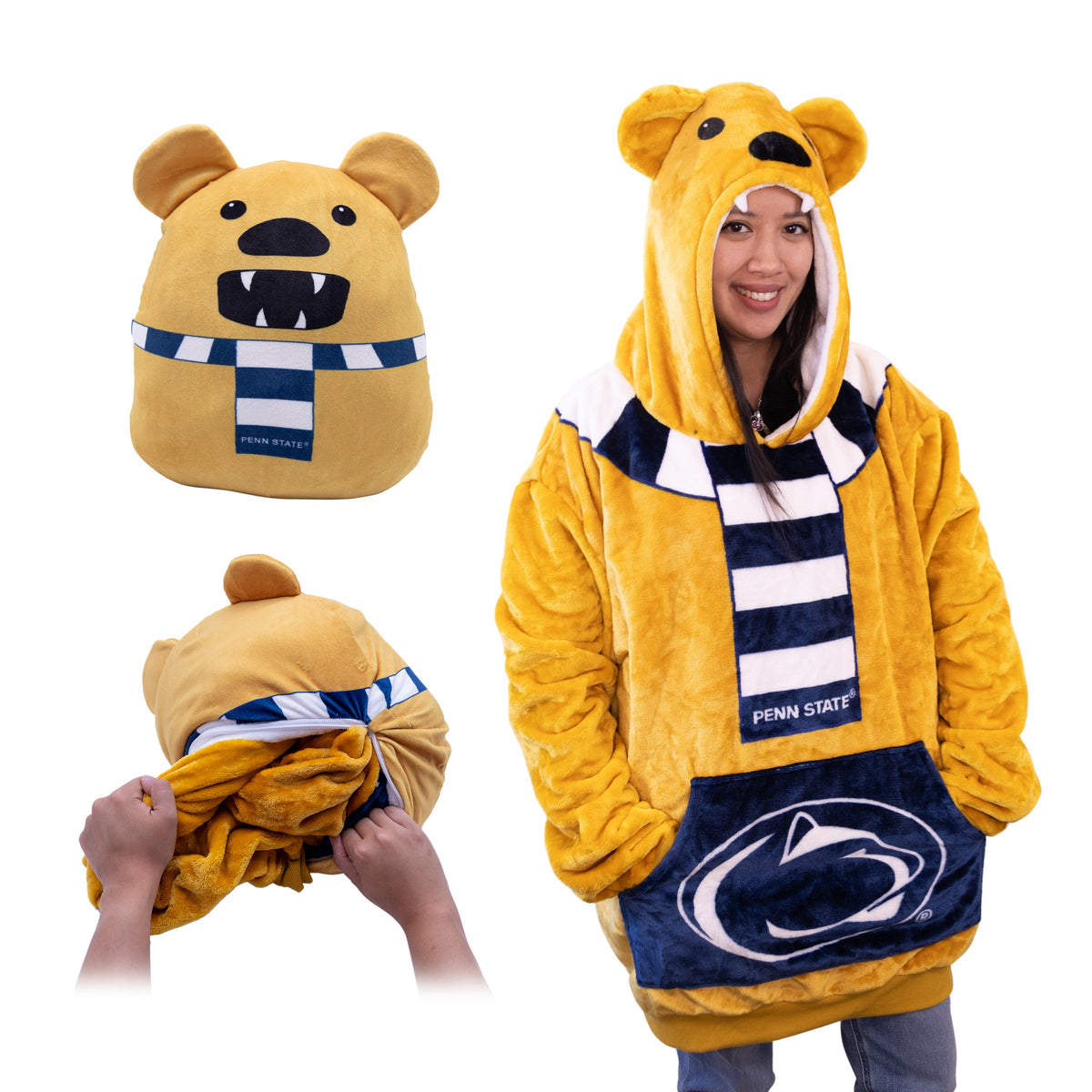 Penn State University Nittany Lion Adult Snugible | Blanket Hoodie & Pillow