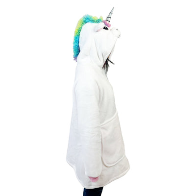 Plushible Unicorn Blanket Hoodie, Oversized Wearable Blanket for Kids and Adults, Soft Fleece Hooded Blanket