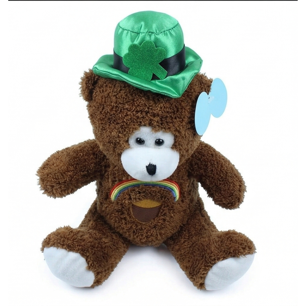 "Shamrock" the 15in St. Patricks Day Brown Bear with Rainbow