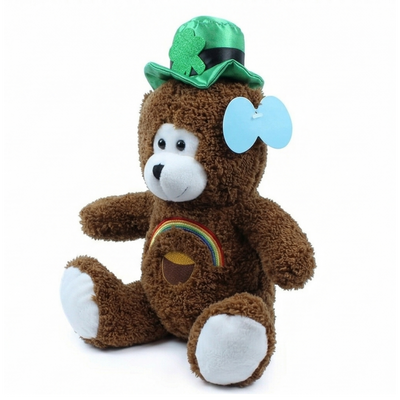 "Shamrock" the 15in St. Patricks Day Brown Bear with Rainbow