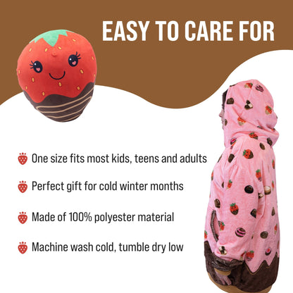 Plushible.comSnugiblesChocolate Strawberry Snugible | Blanket Hoodie & Pillow
