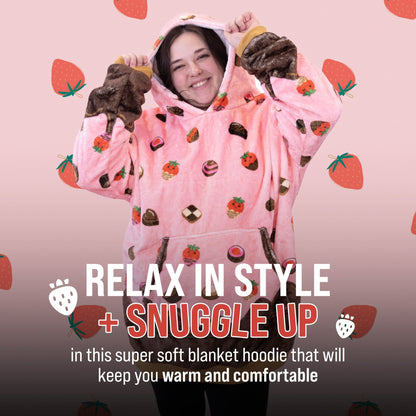 Plushible.comSnugiblesChocolate Strawberry Snugible | Blanket Hoodie & Pillow