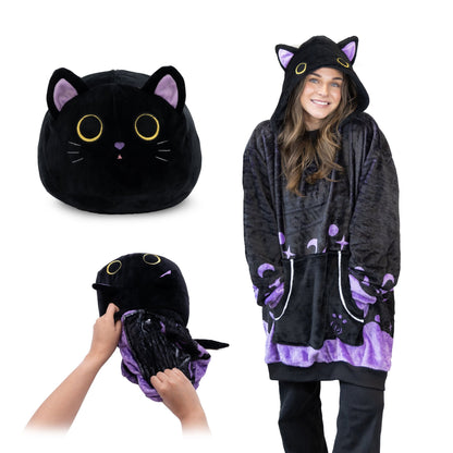 Plushible.comSnugiblesCosmo the Black Cat Snugible | Blanket Hoodie & Pillow