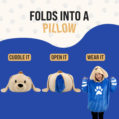 Plushible.comSnugiblesDougie Dog Adult Snugible | Blanket Hoodie & Pillow