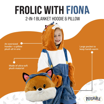 Plushible.comSnugiblesFiona Fox Kids Snugible | Blanket Hoodie & Pillow