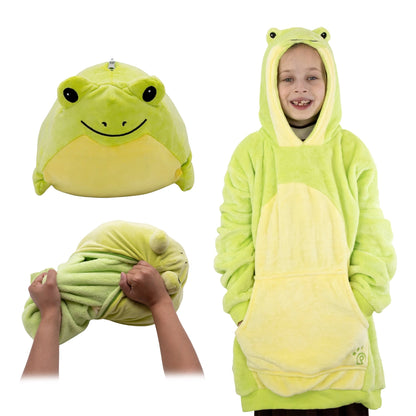 Plushible.comSnugiblesFren Frog Kids Snugible | Blanket Hoodie & Pillow