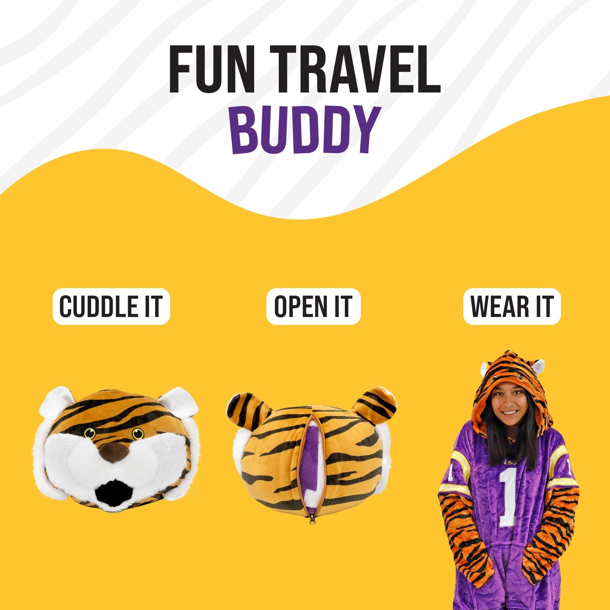 Plushible.comSnugiblesLouisiana State University (LSU) Mike the Tiger Snugible | Blanket Hoodie & Pillow