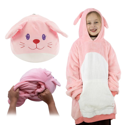 Plushible.comSnugiblesMochi Bunny Kids Snugible | Blanket Hoodie & Pillow