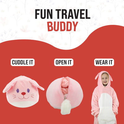 Plushible.comSnugiblesMochi Bunny Kids Snugible | Blanket Hoodie & Pillow